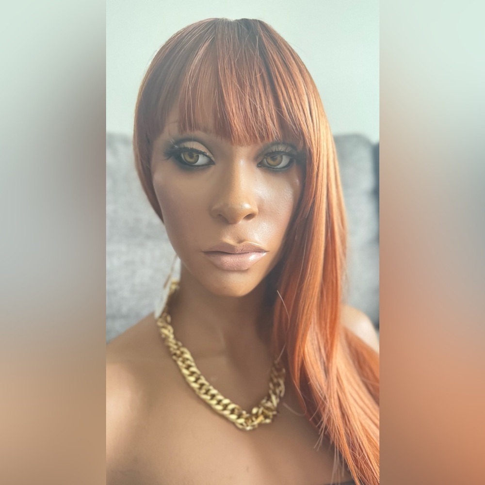 Long Wig with Bangs – Soft, Natural, Ginger